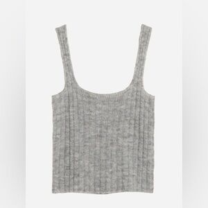 Mango Top Women’s Small Wool Blend Gray Knit Tank Top Crop MNG